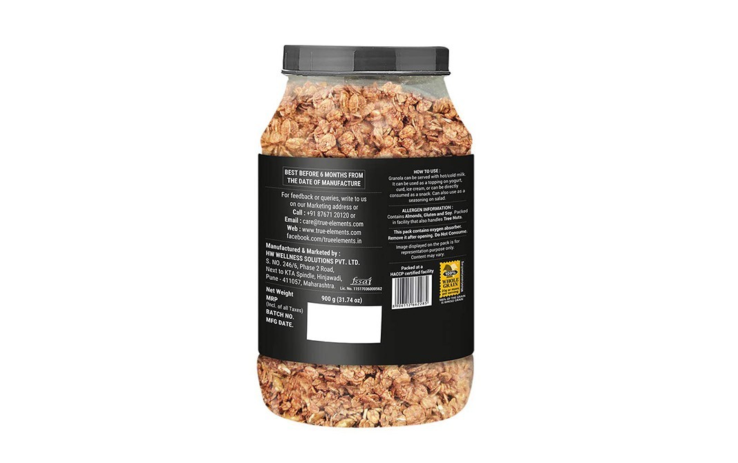 True Elements Baked Granola Almonds & Dark Chocolate   Plastic Jar  900 grams